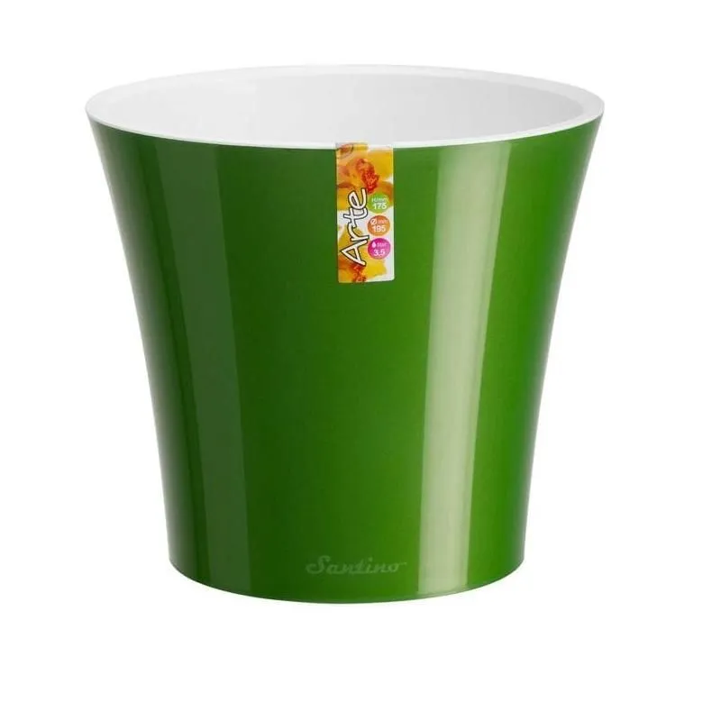 Кашпо пластиковое Арте, зелено-белое, 13,5х13см, 1,2л; Россия