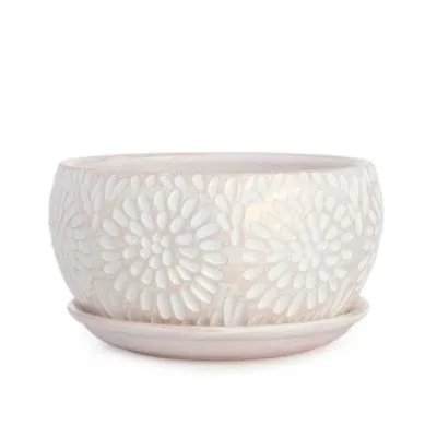 Горшок Астра плошка 18смх11см, 1,8л, бел/жемчуг; Россия