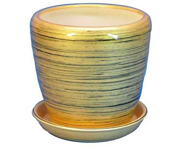 Горшок керамический Грация глянец, черно-золотой,  26,5х25см, 10л; Россия