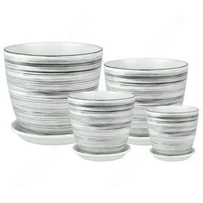 Горшок керамический Бутон Роспись полоски флер РС134 (4-й из набора) 21х218см, 5,4л; Россия