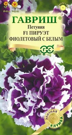 Петуния махровая Пируэт фиолетовый с белым F1 (цветной пакет) 5шт; Гавриш