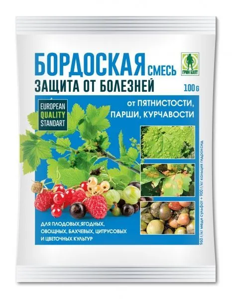 Фунгицид от болезней плодовых культур Бордоская смесь (пакет), 100г; Россия