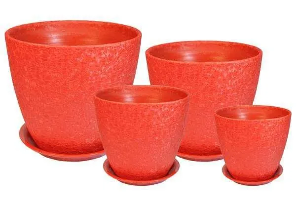 Горшок керамический Бутон винил 03 (1-й из набора), 12х12см, 1л, красный; Россия