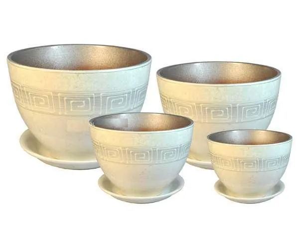 Горшок керамический Венеция меандр (3-й из набора), 18х18см, 3,8л; Россия