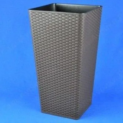 Кашпо пластиковое Ротанг, коричневое, 27*27/h51см; Россия