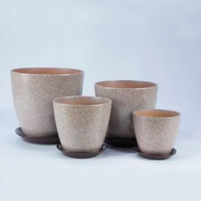 Горшок керамический Глянец камень 678525 (1-й из набора) 12х12см, 1л; Россия