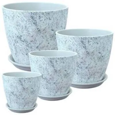 Горшок керамический Бутон Роспись яшма 730254, (2-й из набора), 15х15см, 2л, серый; Россия