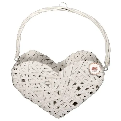 Корзина плетеная Сердце, (ива), белая, 33хх14хH30 см