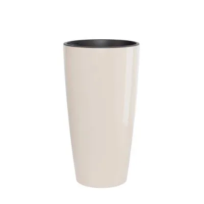 Горшок пластиковый Рондо, 32х32х56,5 см, 35л, бежевый; Россия