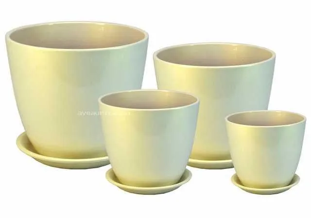 Горшок керамический Бутон глянец металл 490998 (2-й из набора), 15х15см, 2л; Россия