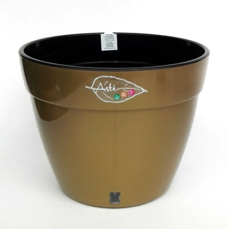 Кашпо пластиковое Асти, черно-золотое, 30х23см, 12л; Россия