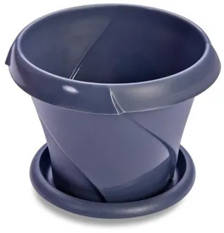 Кашпо пластиковое Флориана, серый 21,5х15,9см, 2,8л; Россия