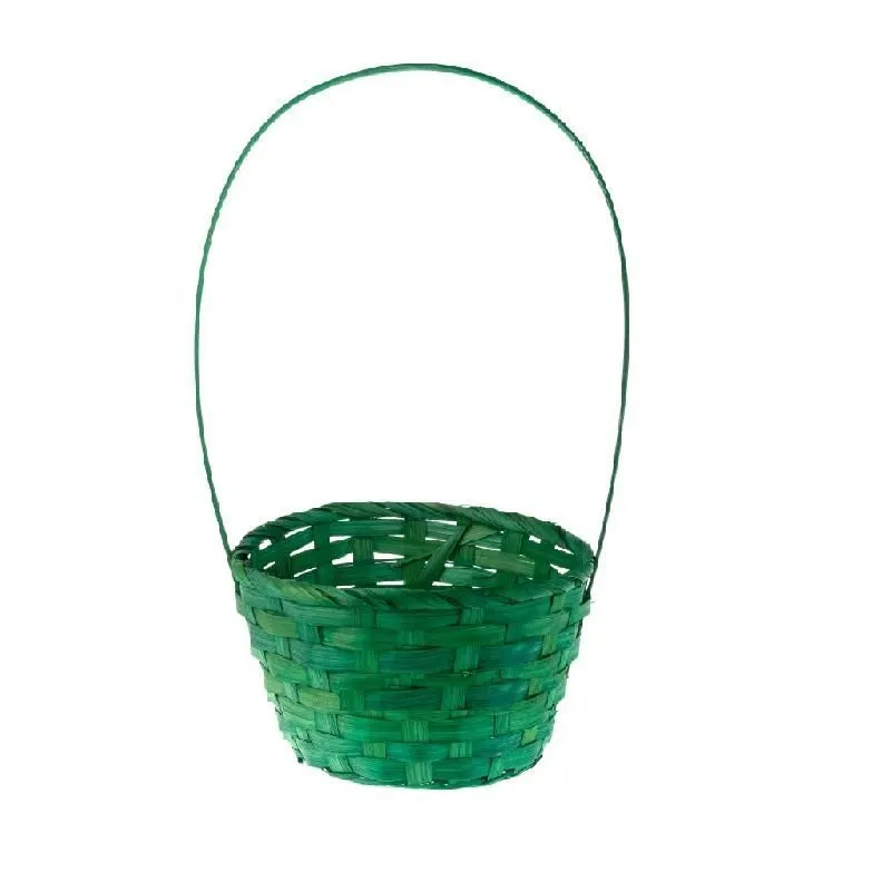 картинка Корзина плетеная (бамбук), зеленая, 18хH10 от магазина Флоранж