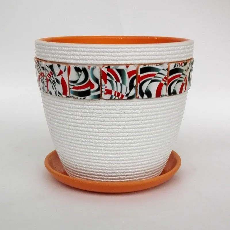 Горшок керамический бутон Арлекино, белый, 17,5х15,5см, 2л; Россия