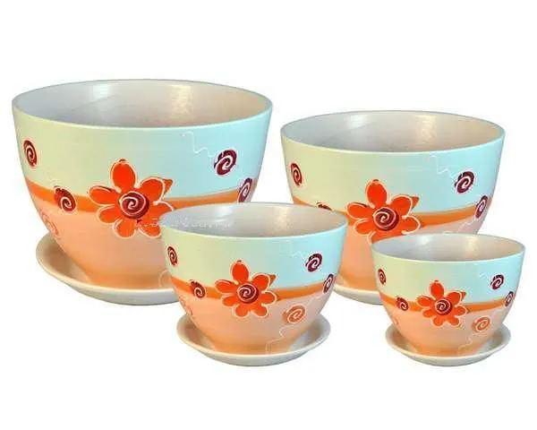 Горшок керамический Венеция ромашки 420643 (3-й из набора), 18х18см, 3,8л; Россия