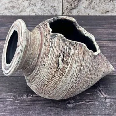 картинка Ваза керамическая Амфора, бежевая, 8,5х20см; Россия от магазина Флоранж