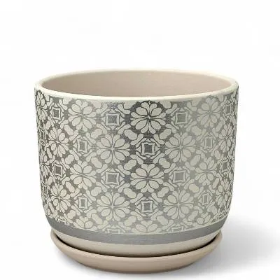 Горшок керамический  Бук гипюр 15х13см, 1,6л, (2-й из набора), белый, Россия
