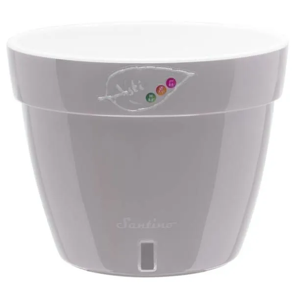 Кашпо пластиковое Асти, серо-белое, 23,5х18см, 6л; Россия