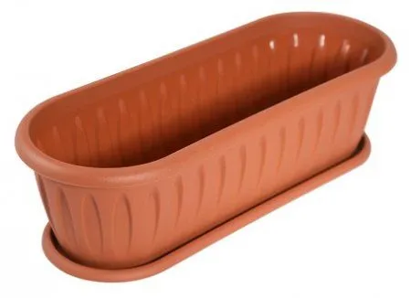 Кактусница пластиковая Фелиция, коричневый, 28,5х11,5см, 2,9л; Россия