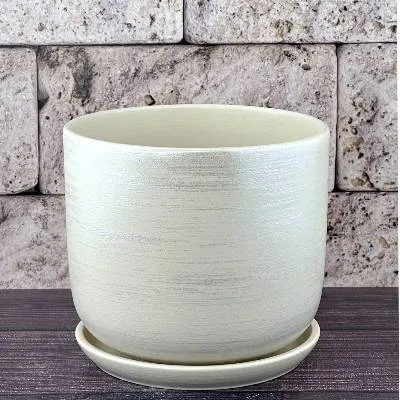 Горшок керамический цилиндр Галактика бежевый 715886 (2-й из набора), 15х15,5см, 1,6л; Россия