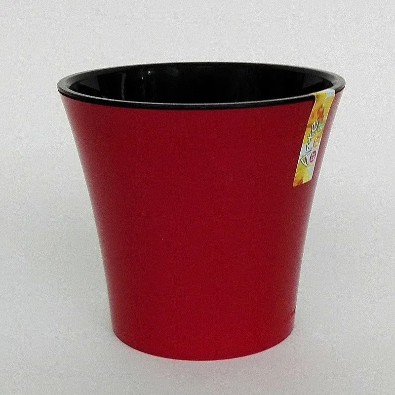 Кашпо пластиковое Арте, красно-черное, 19,5х17,5см, 3,5л; Россия