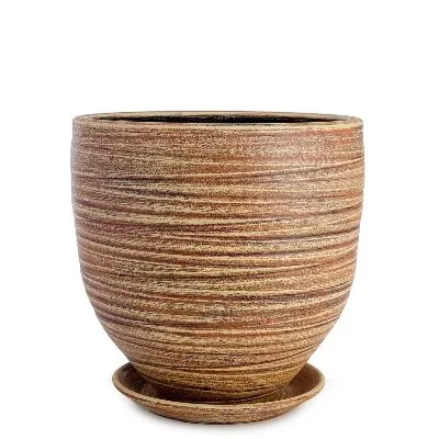 Горшок керамический Модерн бутон 1 бежевый 20х20см, 4л ; Россия