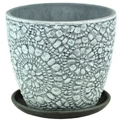 Горшок керамический бутон Камешки 646234 (2-й из набора), 14х13см, 1,3л; Россия