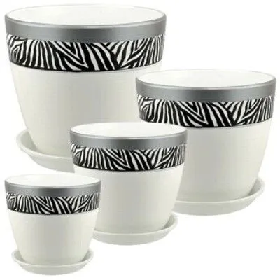 Горшок керамический Бутон Роспись Зебра 704309 (1-й из набора), 12х12см, 1л, ; Россия