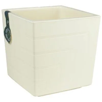 Кашпо пластиковое Квадро, ваниль, 16х16см, 3,3л; Россия