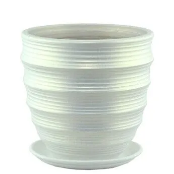 Горшок керамический Нео бутон, бело-жемчужный, 20х20см, 4л; Россия