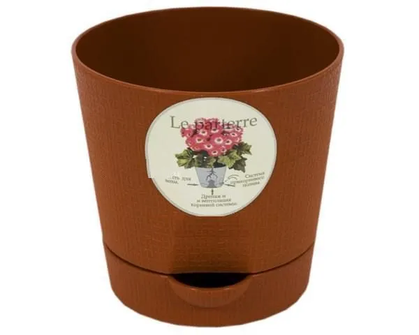Кашпо пластиковое Классик, коричневое, 0,35л; Россия