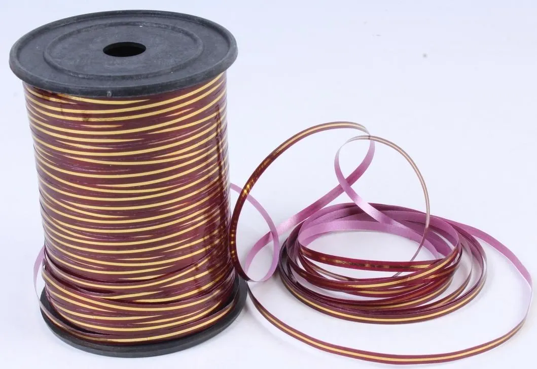 Лента в бобине пластик с золотой полоской, 5ммх225м; Россия