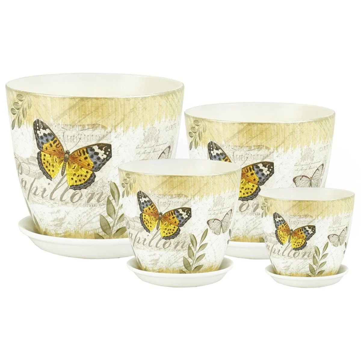 Горшок керамический Бутон Декупаж ДК52 (3-й из набора) 12х12см, 1л; Россия