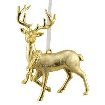 Украшение подвесное Олень (пластик), 12х9см, золотой