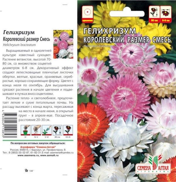 Гелихризум Королевский размер (цветной пакет) 0,1г; Семена Алтая