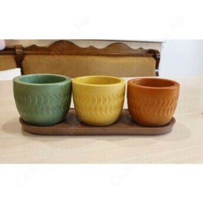 Набор горшков керамических Этно из 3-х штук ассорти 8х6,5см, 0,18л/Корона,  Россия