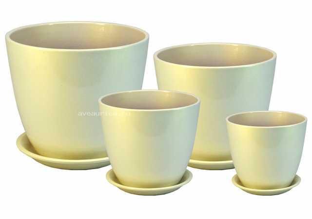 Горшок керамический Бутон глянец металл 490998 (1-й из набора), 12х12см, 1л; Россия