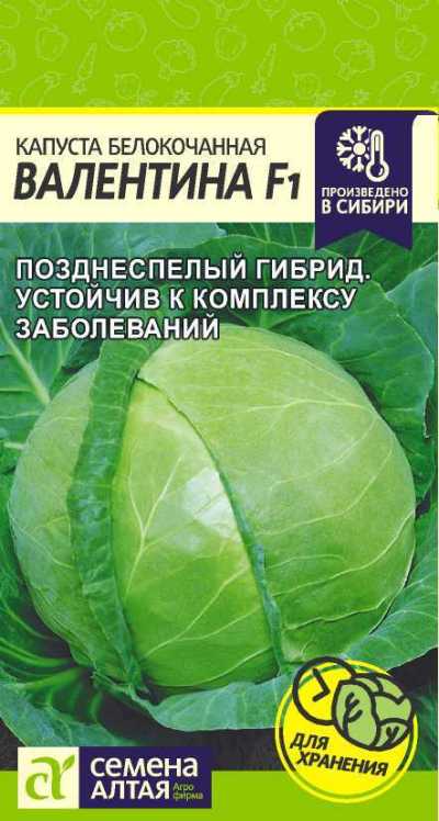 Капуста белокочанная Валентина (цветной пакет) 0,1г; Семена Алтая