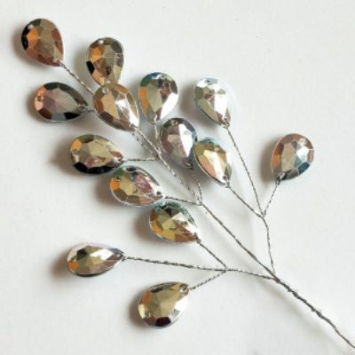 Вставка с кристаллами, Н16 см, серебряный