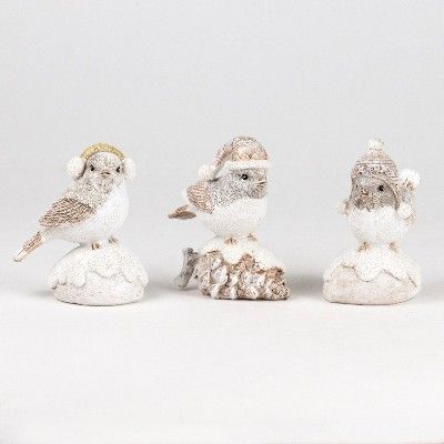 Сувенир Птичка с глиттером (полирезин), Н8х7,5х4,5см в ассортименте, серый