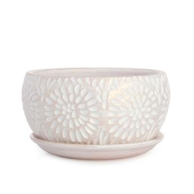 Горшок Астра плошка 18смх11см, 1,8л, бел/жемчуг; Россия