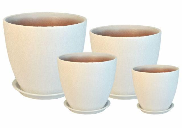 Горшок керамический Бутон винил 02 (4-й из набора), 21х21см, 5,4л, белый; Россия