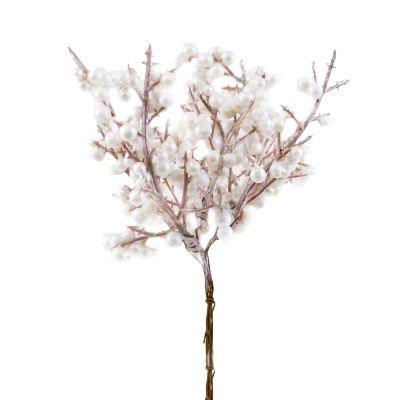 Набор веток с ягодами на вставках 5шт., H19см, белый