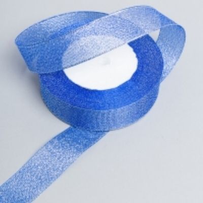Лента парча, 25мм/25у, индиго; Китай