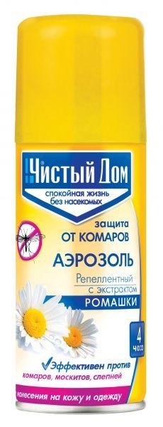 картинка Аэрозоль от комаров с экстрактом ромашки; Чистый дом ; 100мл от магазина Флоранж