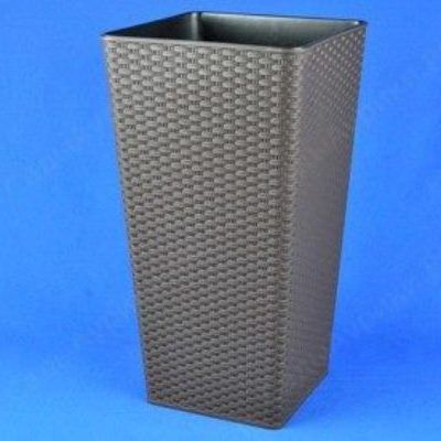 Кашпо пластиковое Ротанг, коричневое, 27*27/h51см; Россия