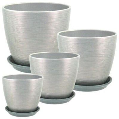 Горшок керамический Бутон Перламутр 675197 (2-й из набора), 15х15см, 2л, серый; Россия