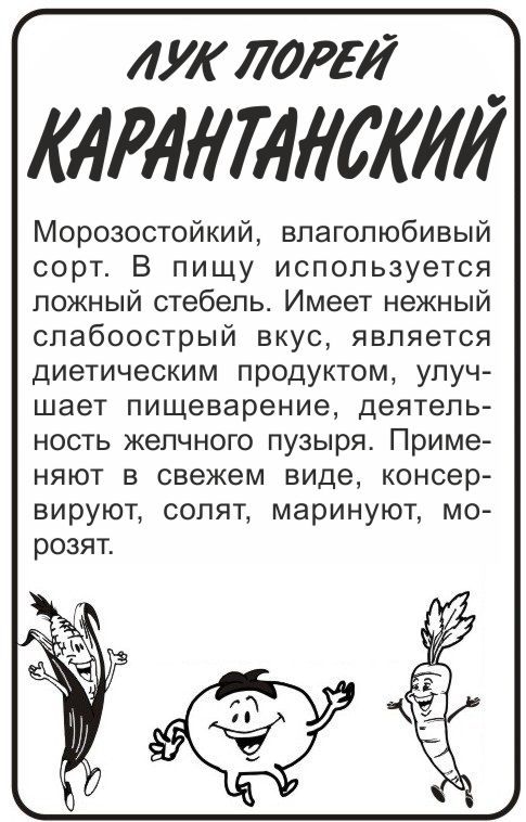 Лук порей Карантанский (белый пакет) 1г; Семена Алтая