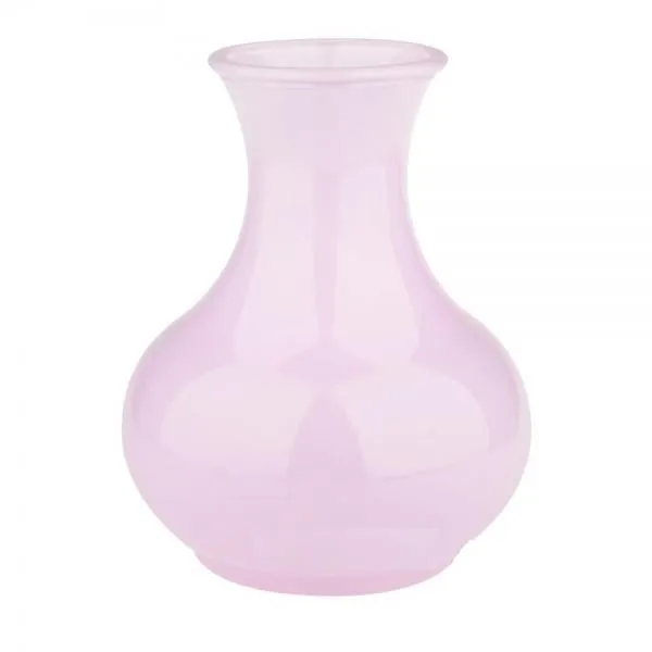 Ваза стеклянная, нежно-розовая, изгиб, 19,5см; Россия