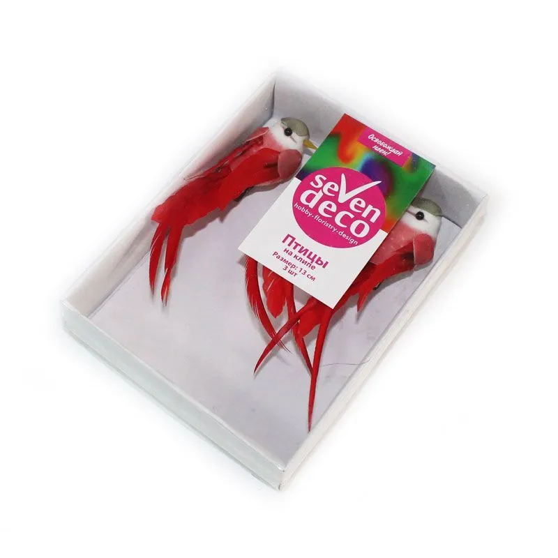 Набор прищепок Птицы (пена, перо), 13см, (3шт.)